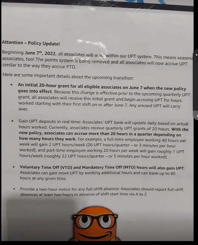 Amazon UPT Policy